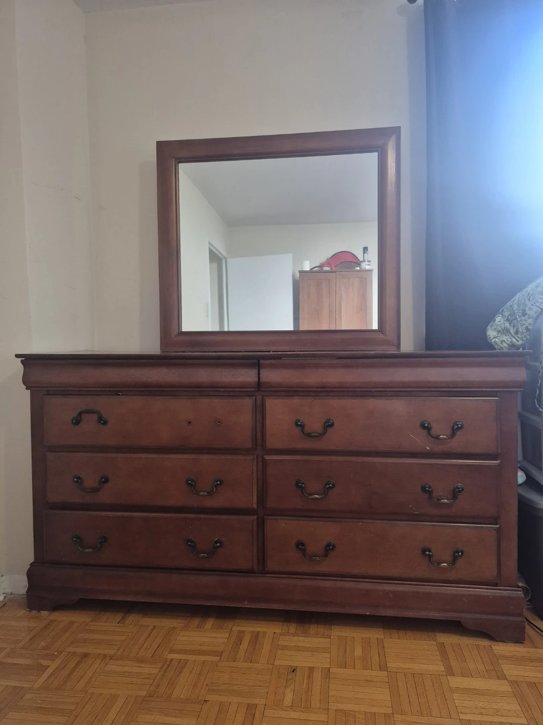 Wooden Dresser with Mirror and night stand - photo 2