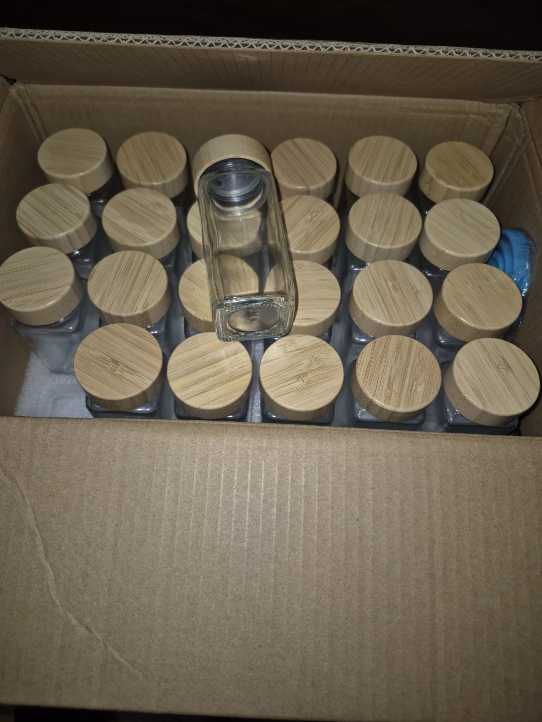 Set of 24 Square Glass Spice Jars with Bamboo Lids - photo 2