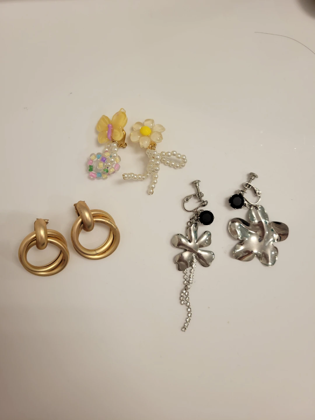 Set of 3 assorted clip-on earrings