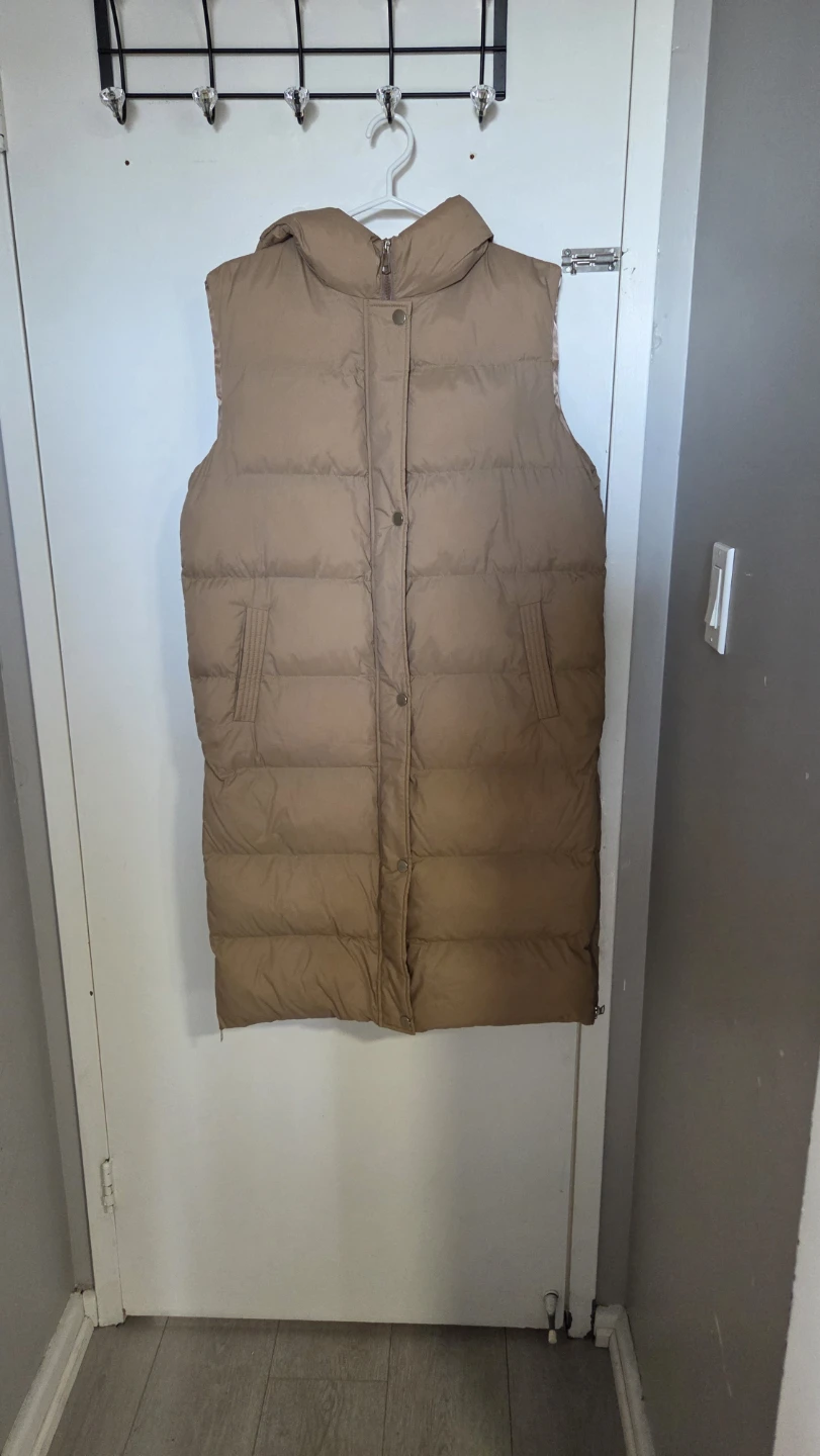 Tan Long Puffer Vest (fits M to L)