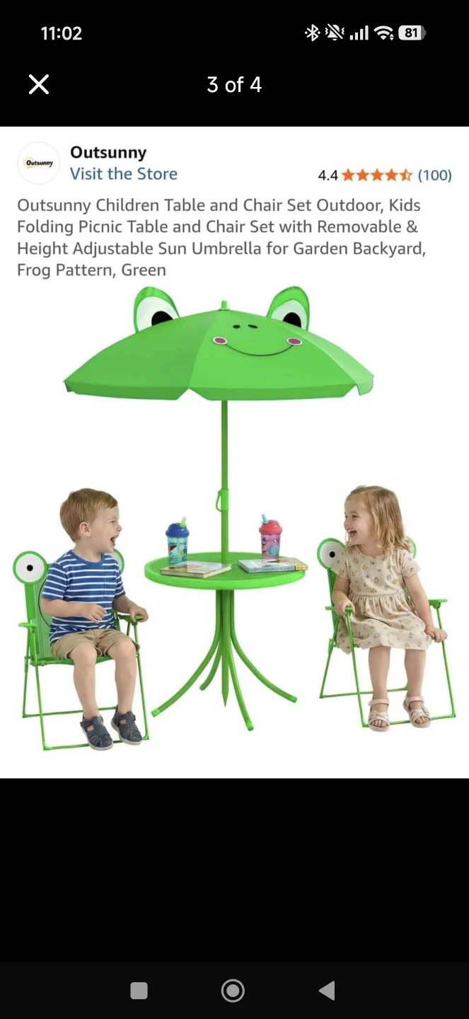 New Outsunny Kids Frog Picnic Table and Chair Set