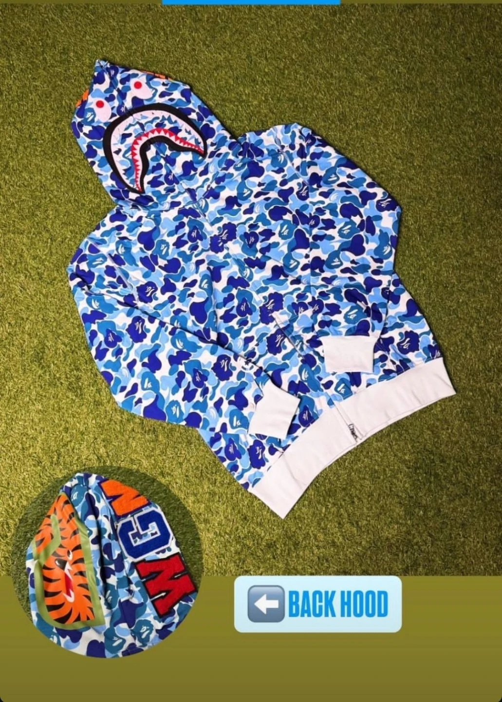 BAPE Shark Full Zip Hoodie Blue Camo