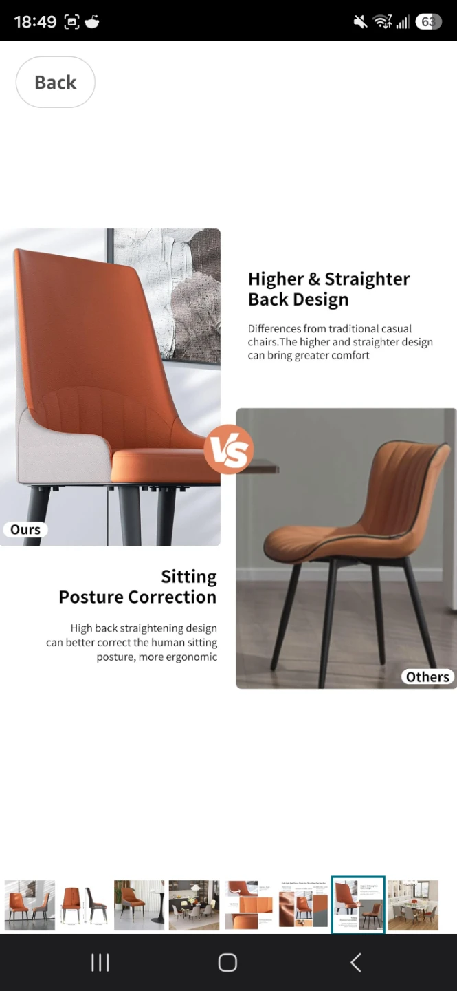 Upholstered Dining Chairs, Set of 2 (Orange/Grey) - Brand New - photo 2