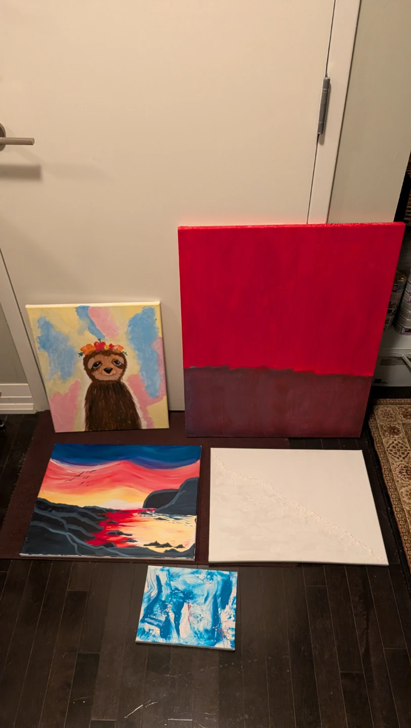 Set of 5 Assorted Canvas Paintings