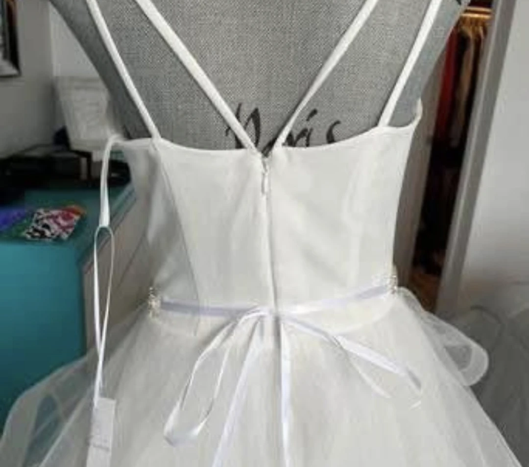 White Tulle Wedding Dress with Beaded Sash - photo 5