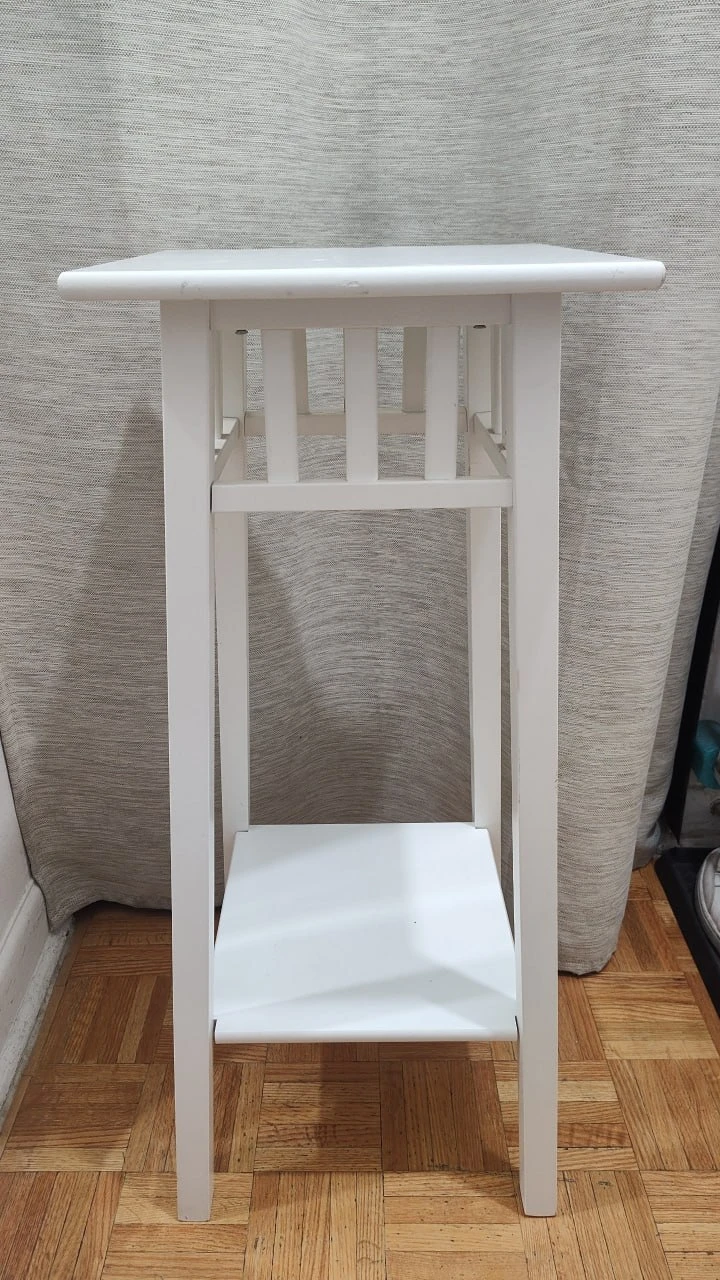 Vintage Style White Wooden Plant Stand & Accent Table - photo 3