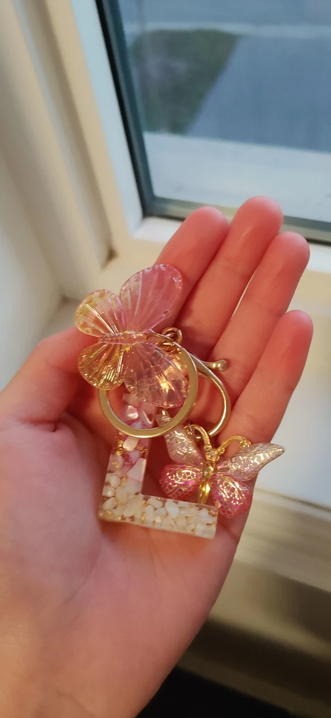Letter L Butterfly Resin Keychain - photo 3