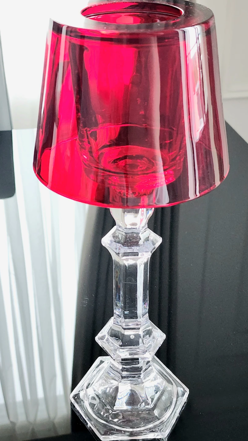 Clear Glass and Red Hurricane Candle Holder - photo 2