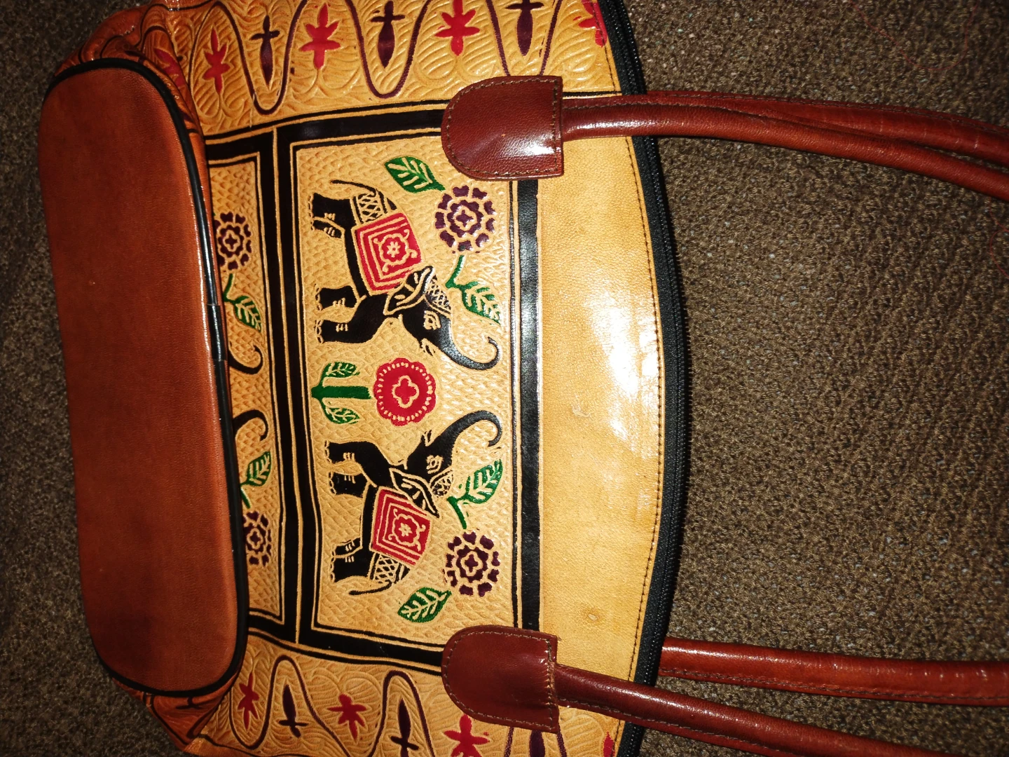 Embossed Leather Elephant Handbag - photo 2