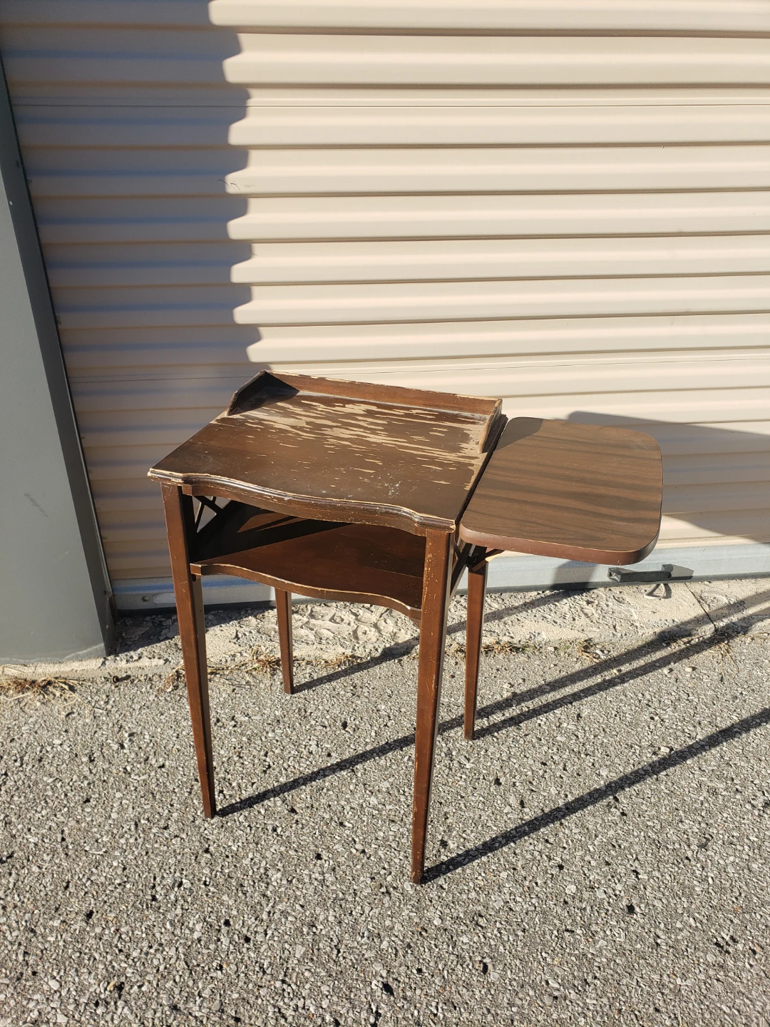 Vintage Wooden Telephone Stand Side Table - photo 2
