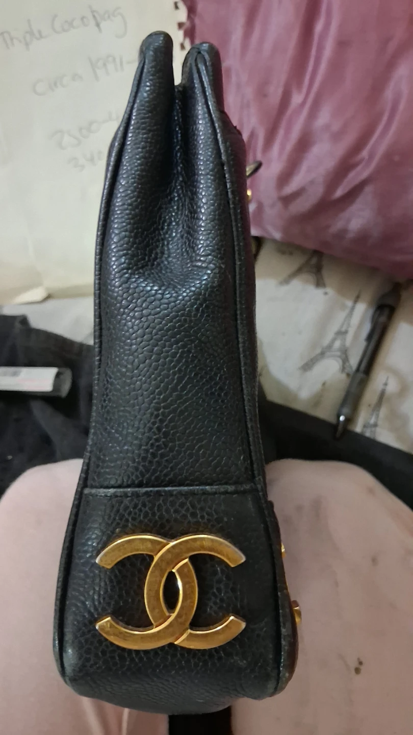 Chanel Caviar Leather Triple CC Leather Tote Shoulder Bag - photo 3