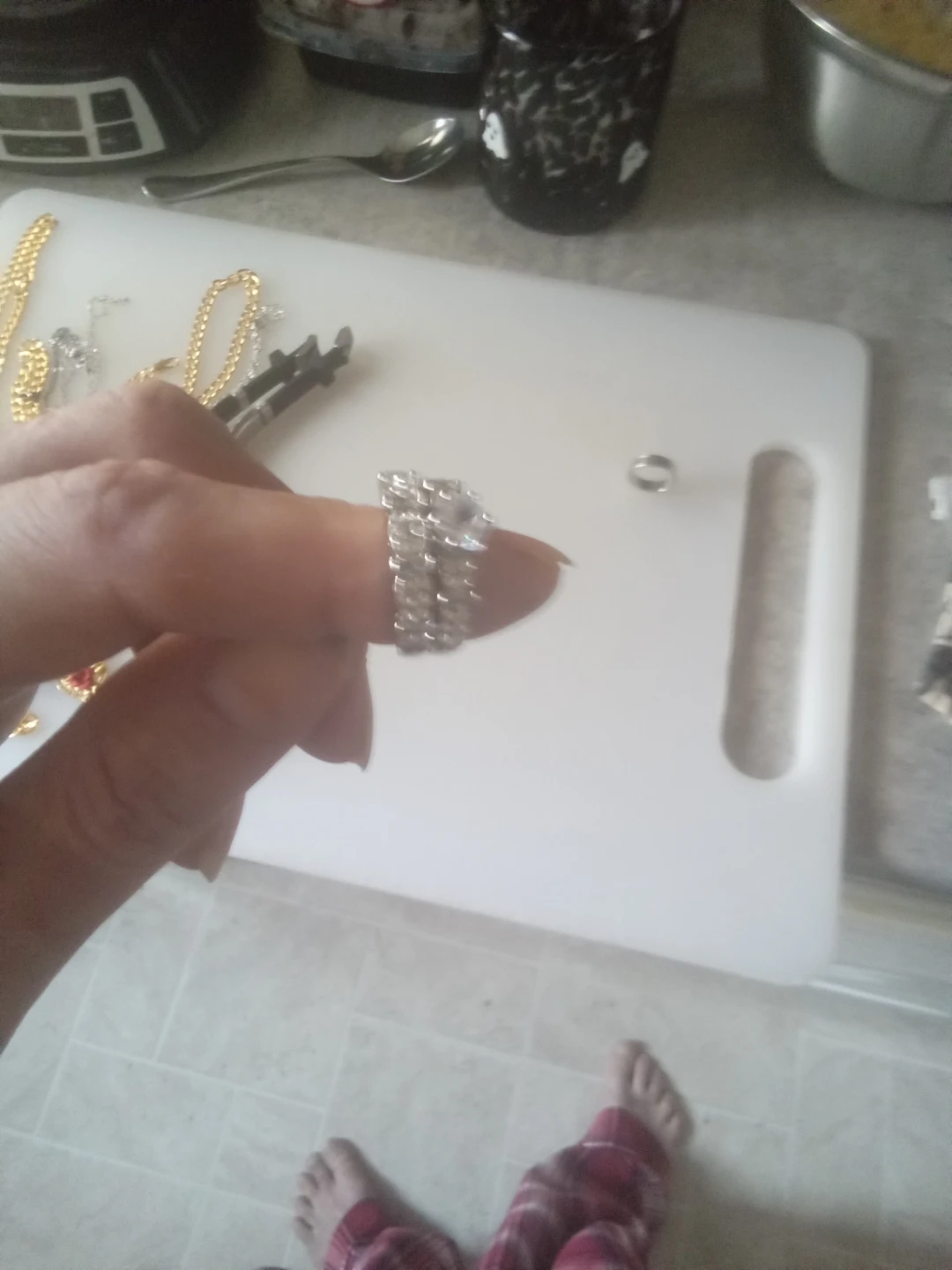Silver-toned crystal ring set