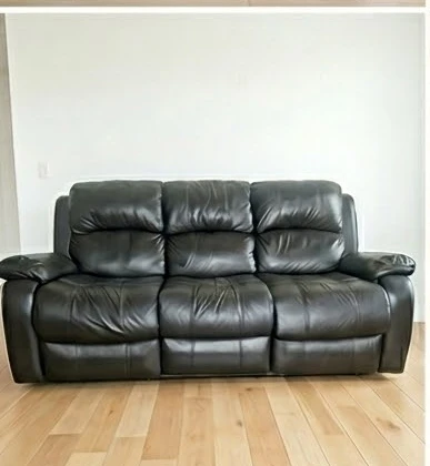 Black Leather 3-Seater Reclining Sofa