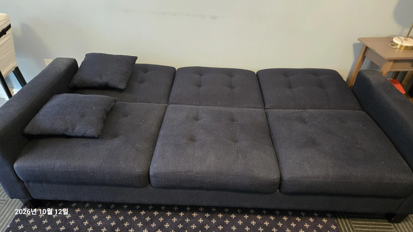Dark Navy Fabric Sectional Sofa with Ottoman - photo 3