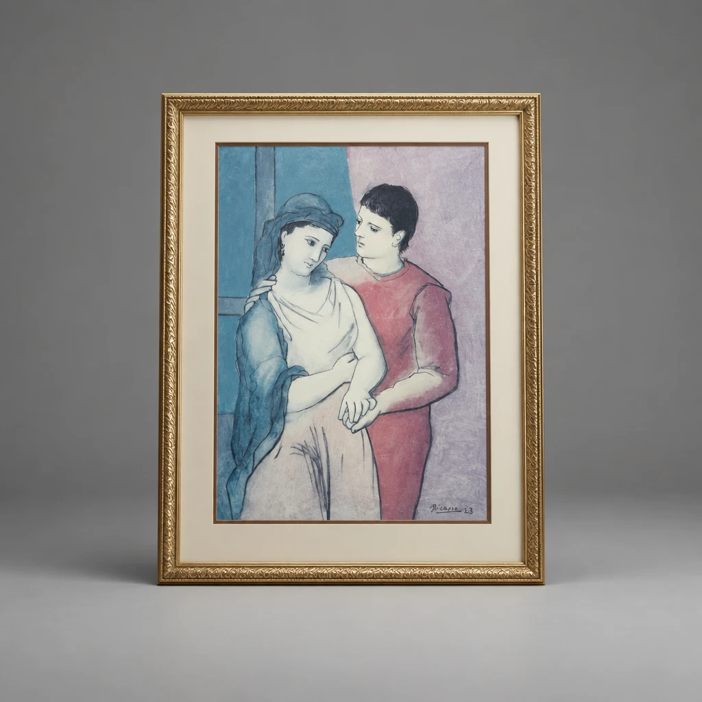Vintage Framed Pablo Picasso The Lovers Art Print - photo 2