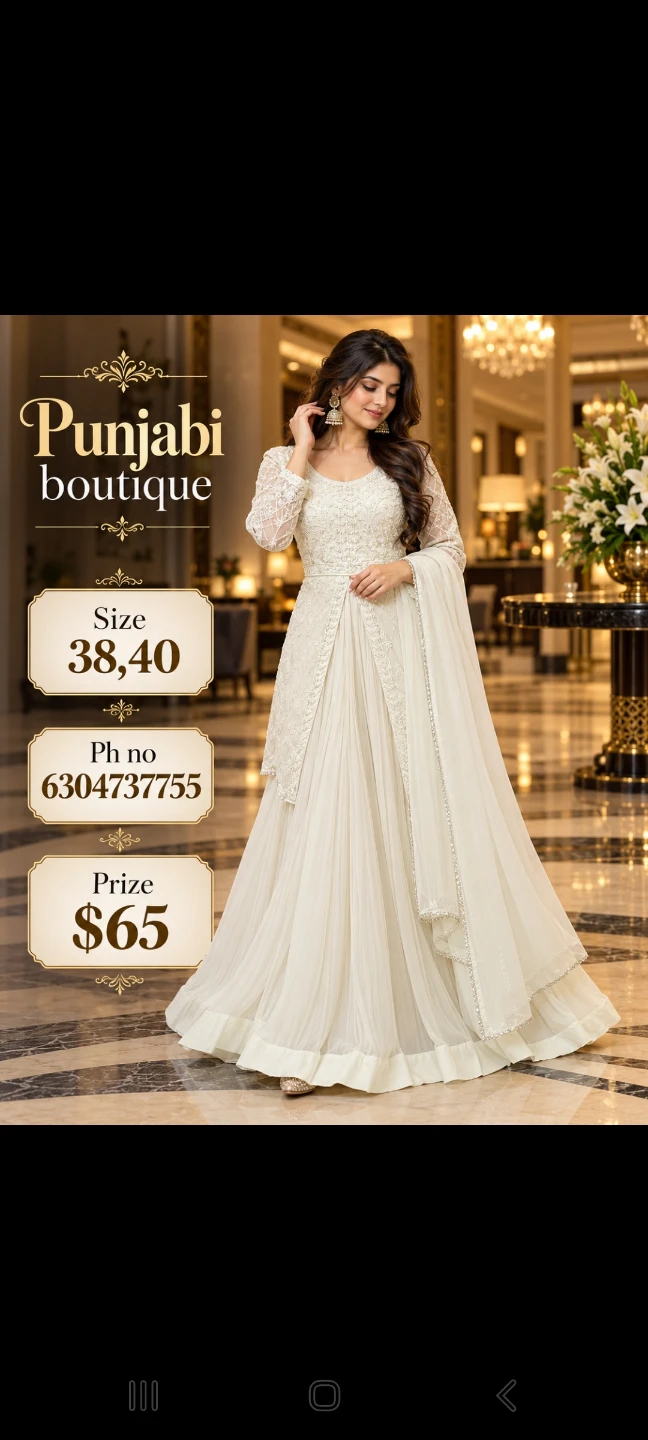 White Punjabi Boutique Anarkali Suit