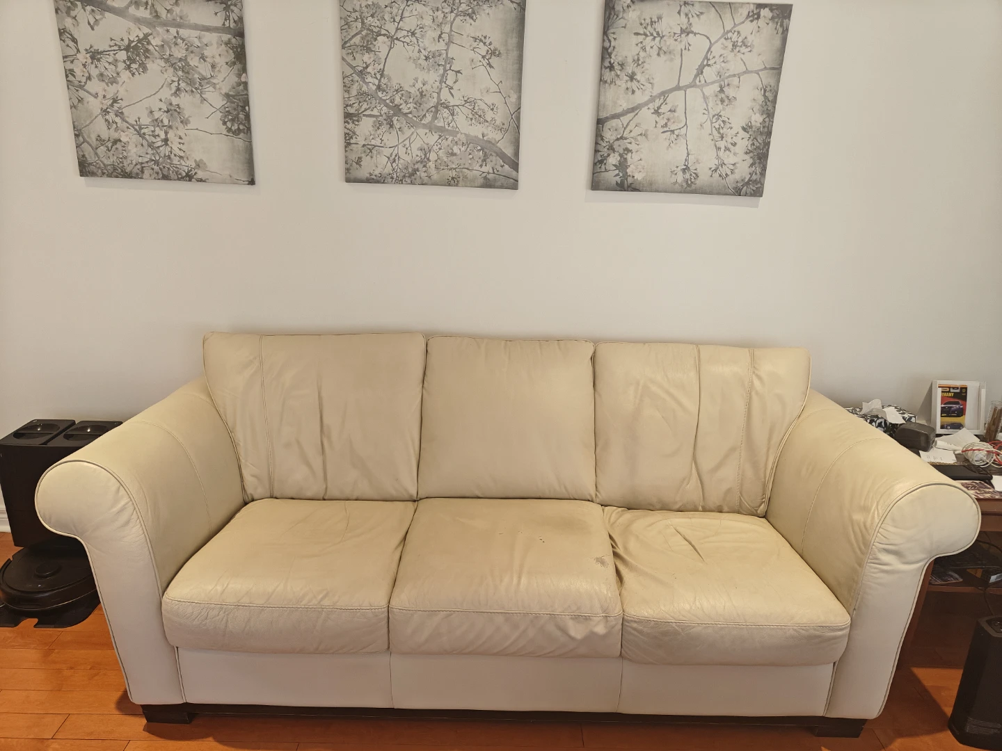 3 Seater & Single Natuzzi Italsofa Genuine Leather Beige Sofa - photo 2
