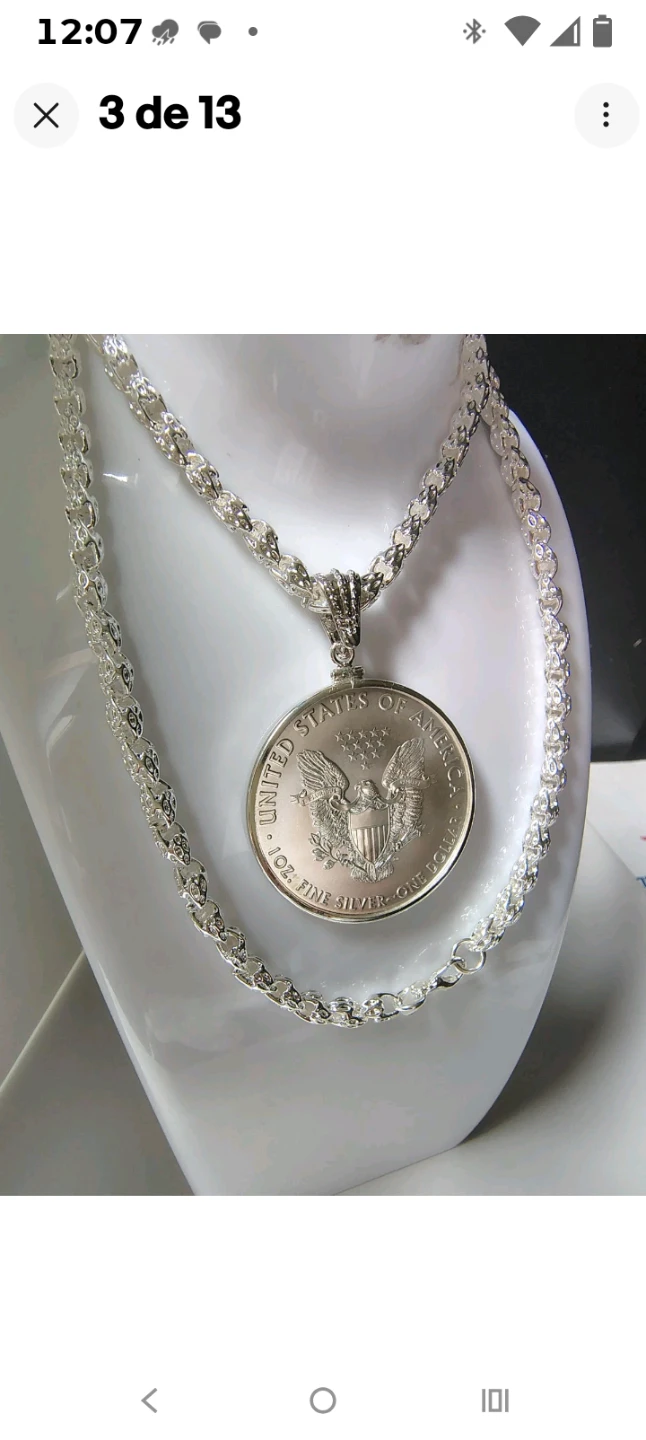 American Eagle 1 oz Silver Coin Pendant Necklace - photo 5