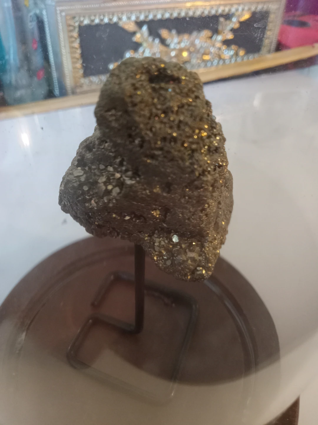 Pyrite Mineral Specimen in Glass Cloche - photo 4