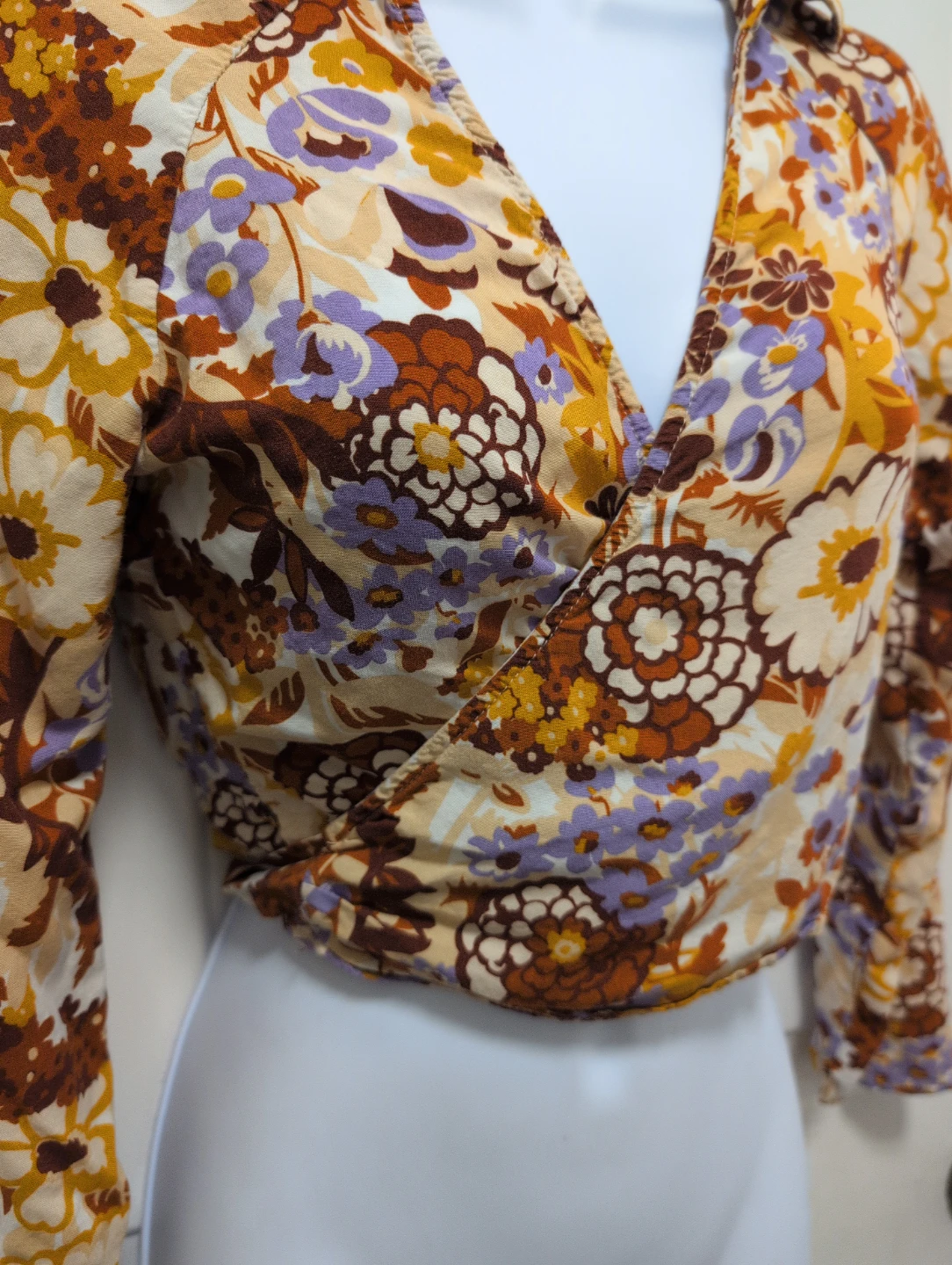 Floral Print Wrap Long Sleeve Top - photo 2