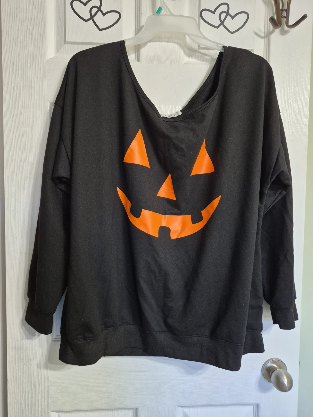 Ladies Size 4X Wide Neck Halloween Pumpkin Sweatshirt -