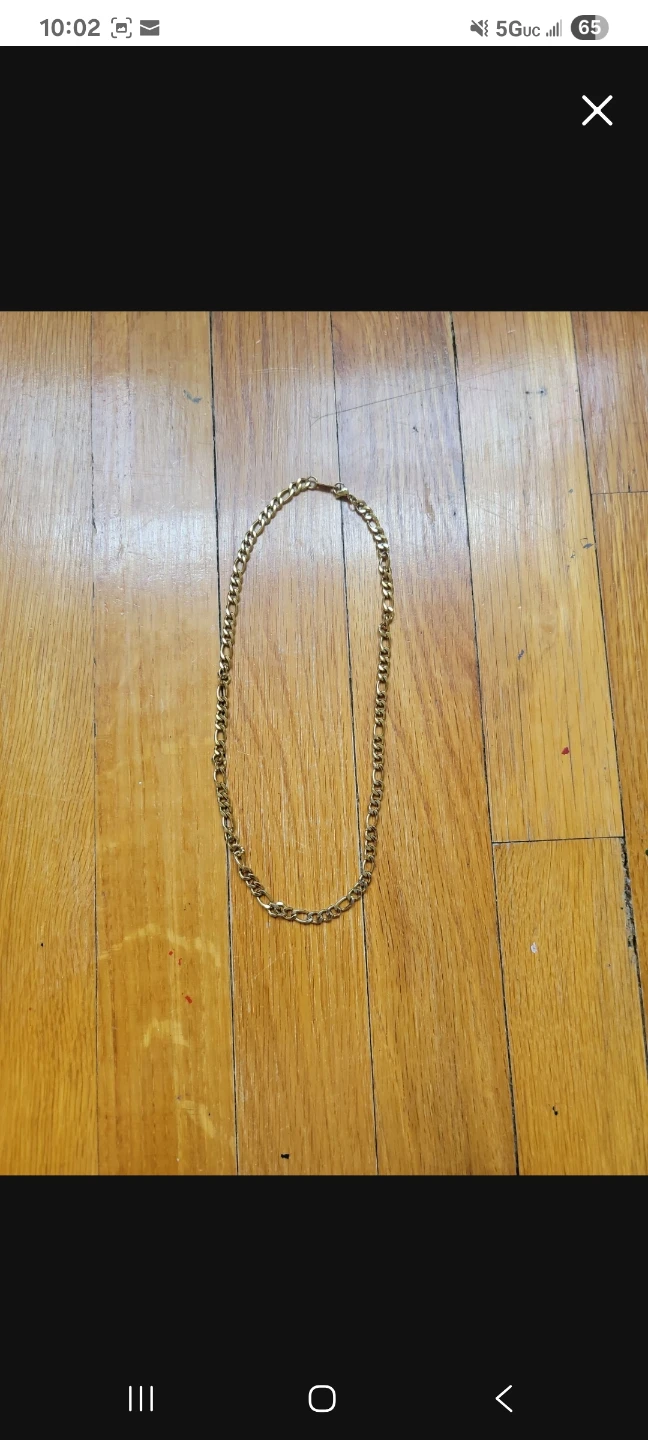 Gold Tone Figaro Chain Necklace