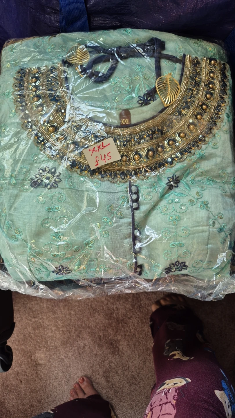 Mint Green Embroidered Kurta XXL