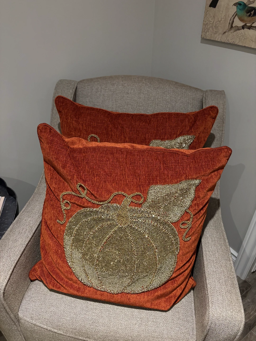 Set of 2 Beaded Pumpkin Cushions - photo 2