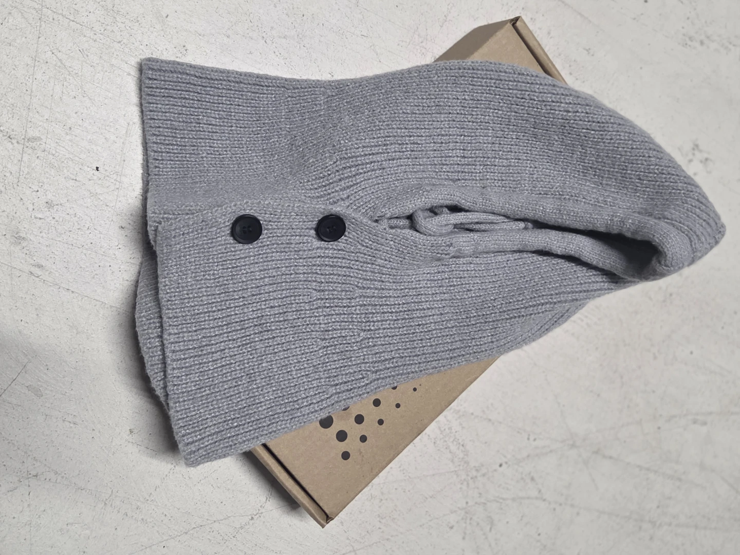 Grey Ribbed Knit Balaclava