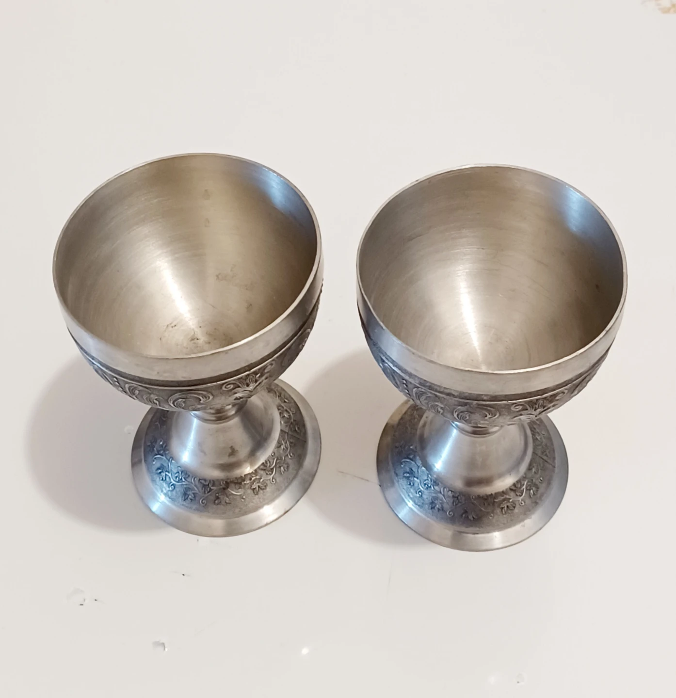 Vtg German Die Neue Linie Pewter Wine Goblets Set - photo 4