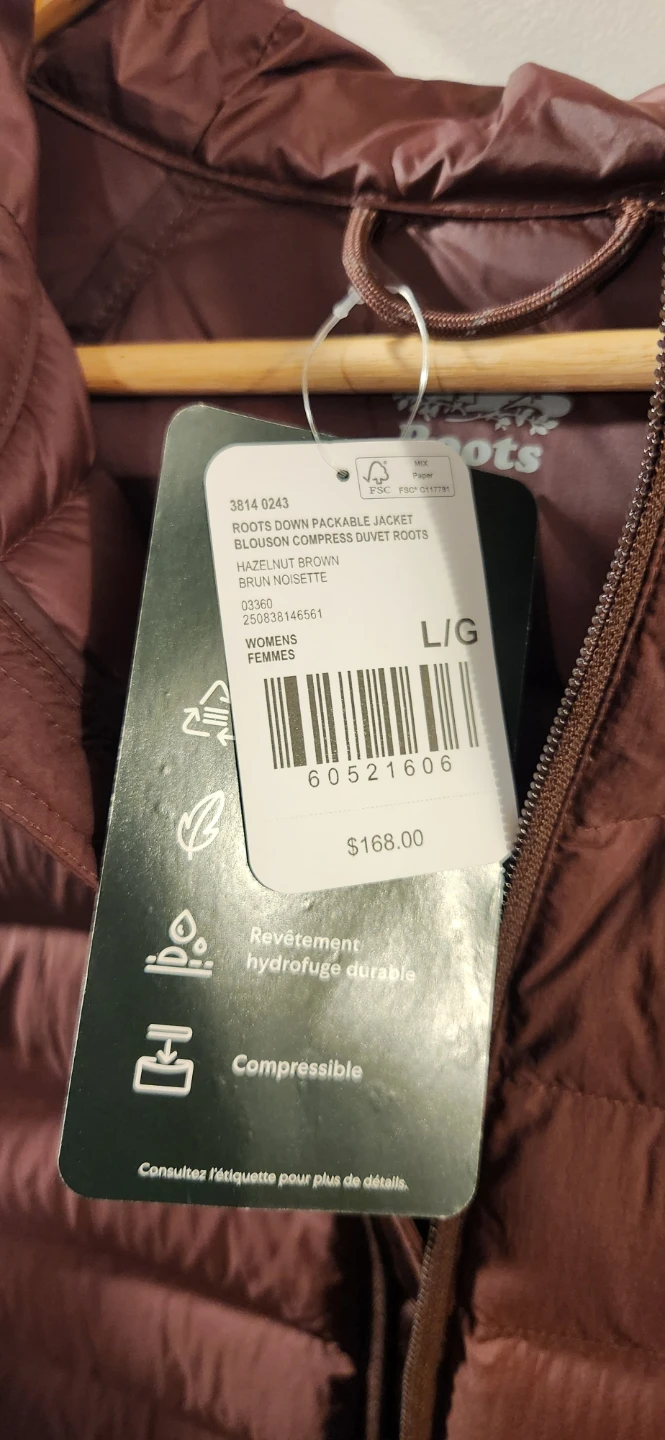 Roots Women's Down Packable Jacket Hazelnut Brown - photo 3