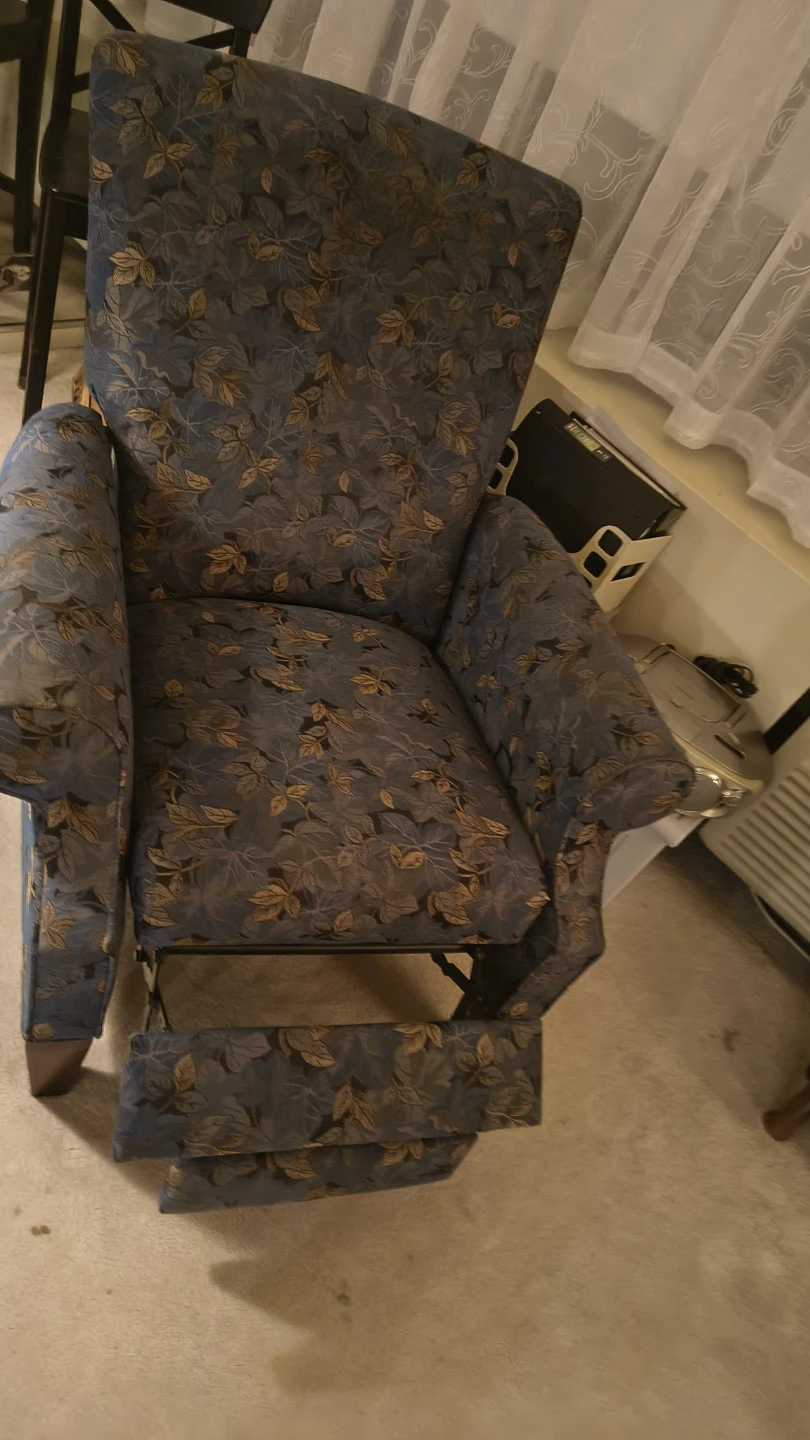 Blue Floral Print Recliner Chair