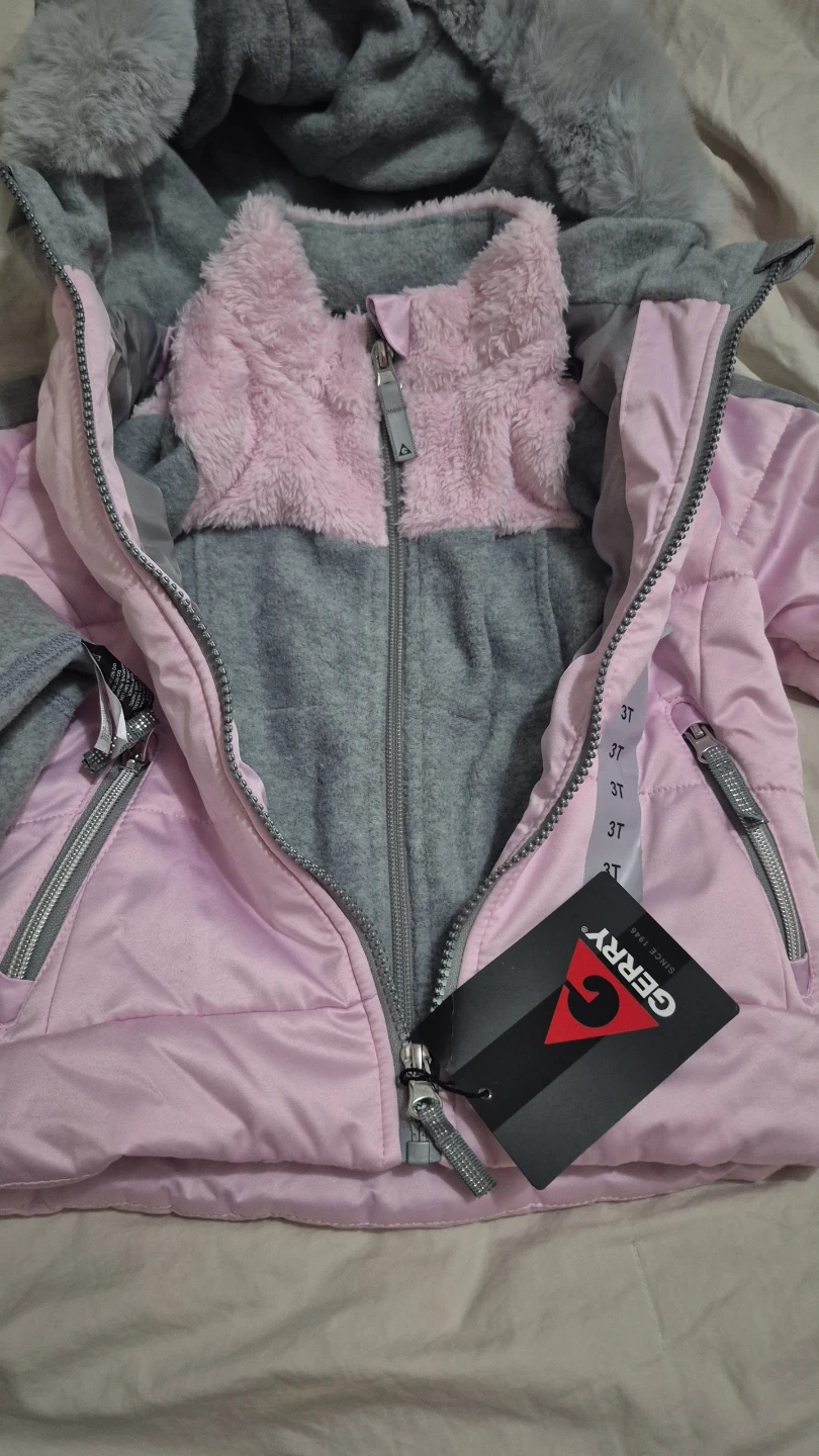 Pink quilted Girls Kids' Systems Jacket, has 2pc with hat - photo 2