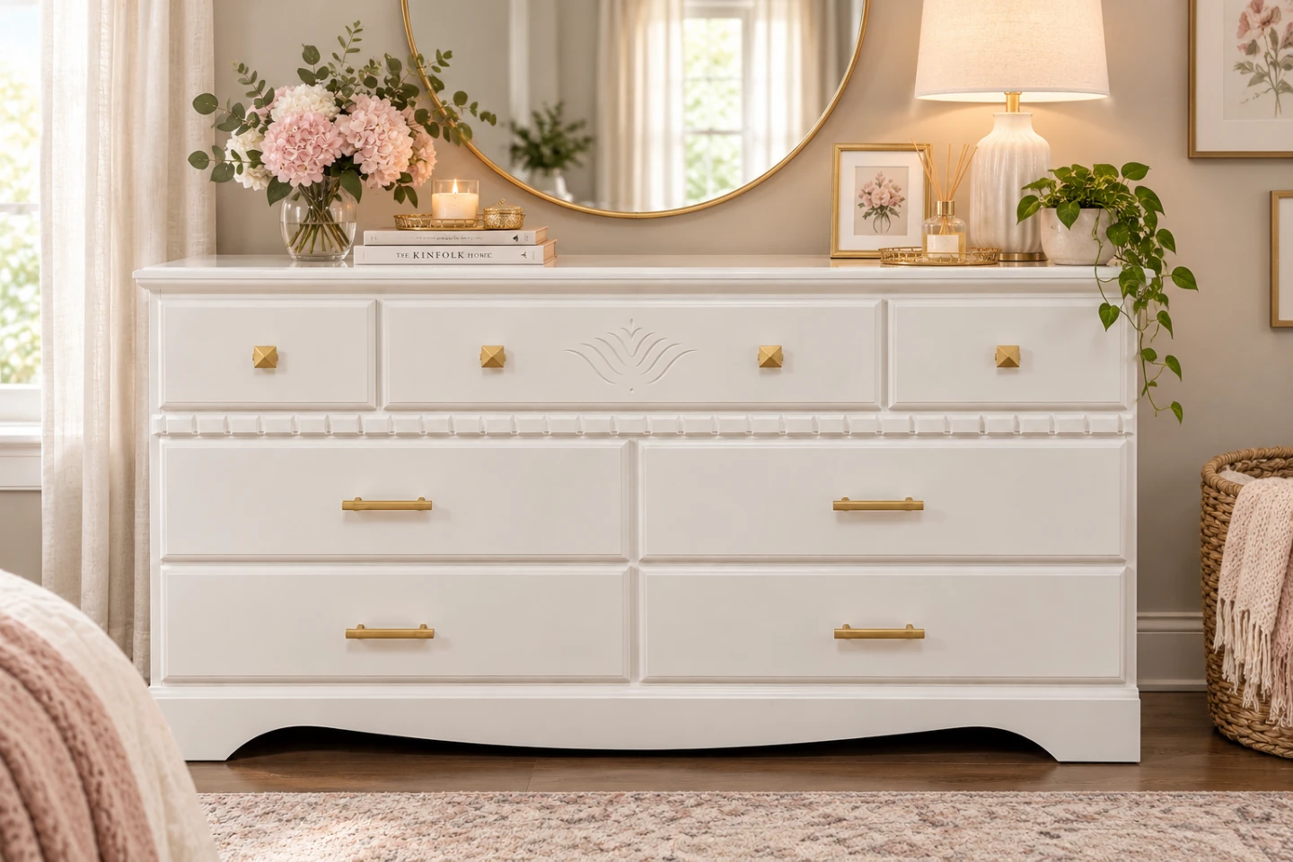 Off White Dresser with Gold Hardware