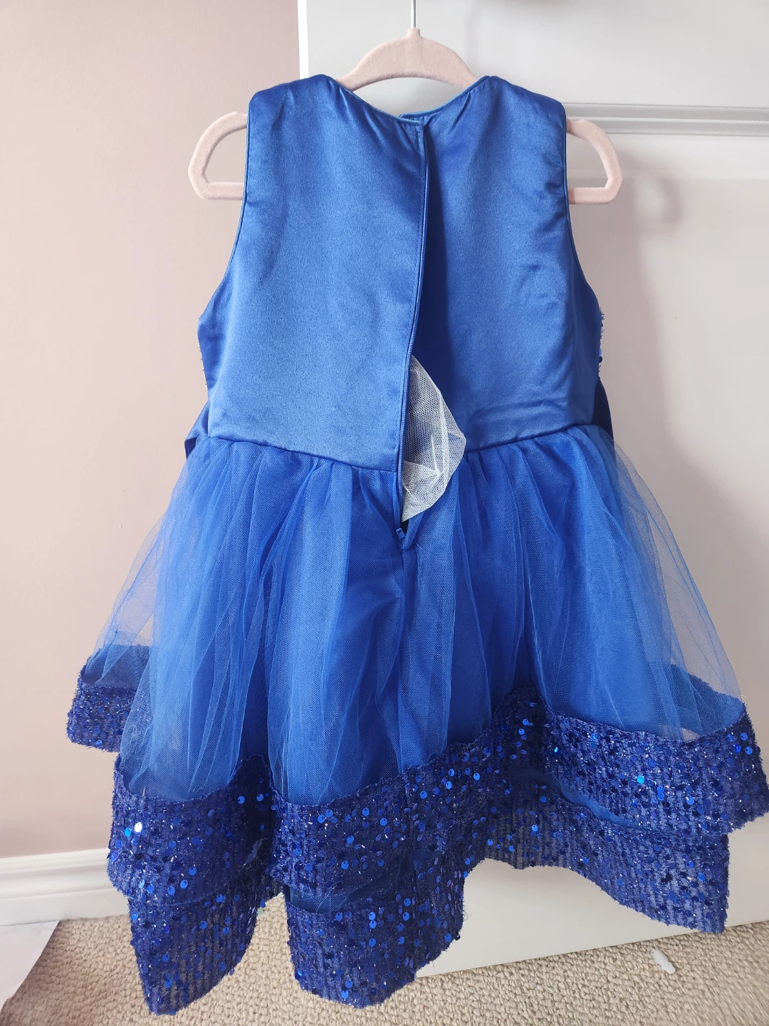 Blue sequin girls' dress, size 3t - 4t New - photo 3