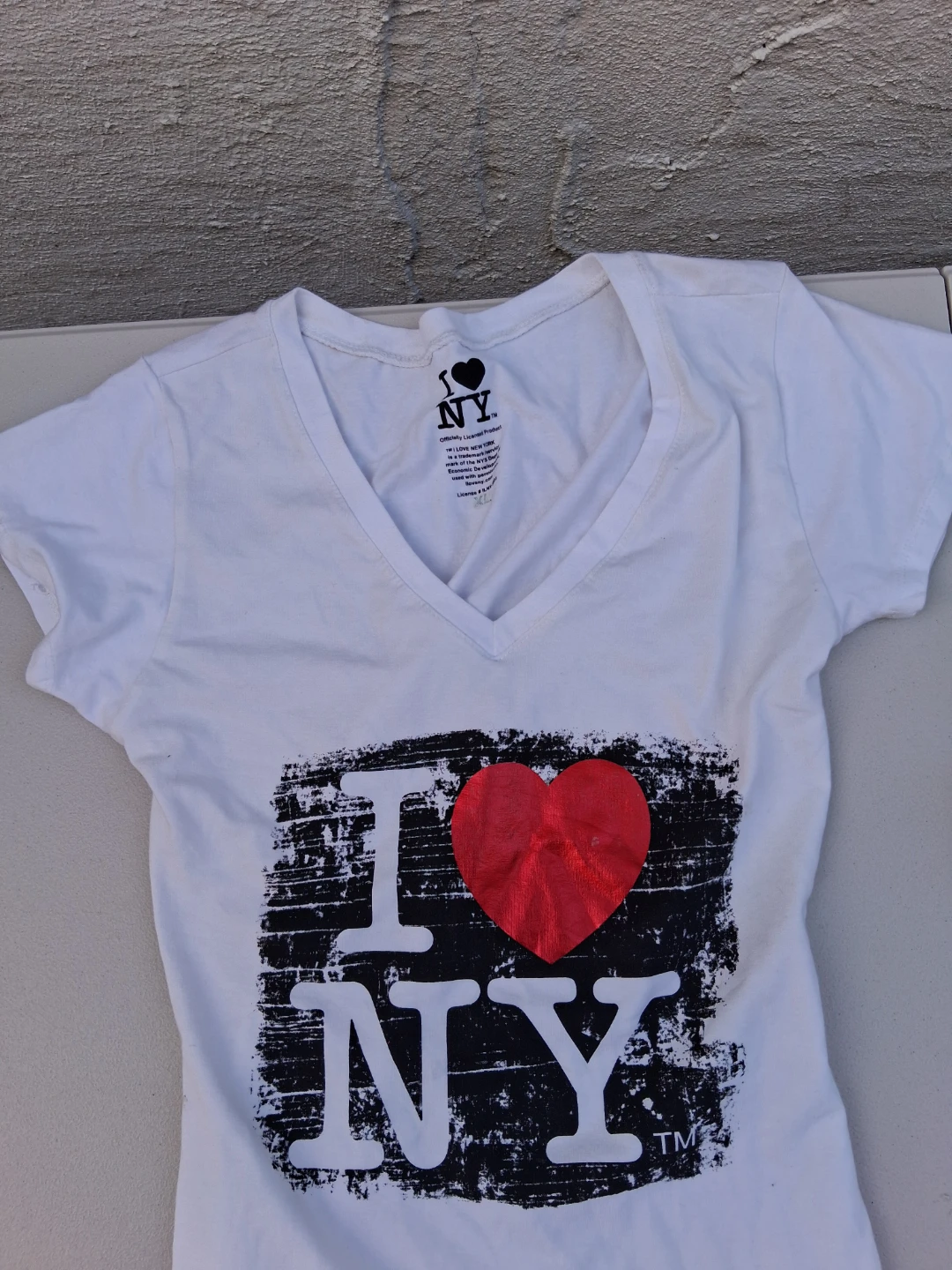I Love NY White V-Neck T-Shirt
