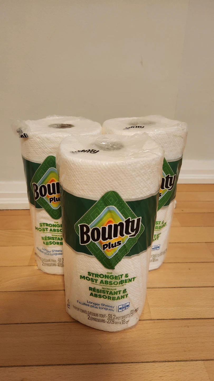 3 Rolls Bounty Plus Paper Towels