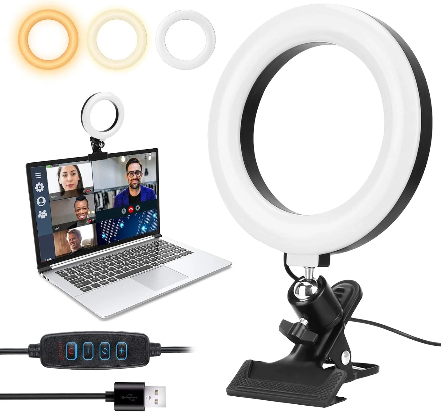 Video Conference Lighting,Small Ring Light for LaptopComputer
