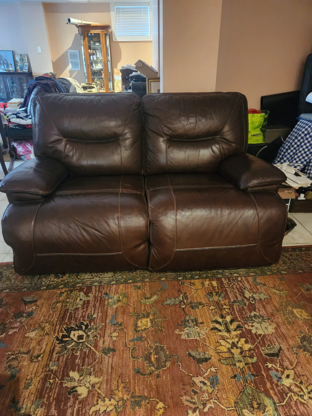 Brown leather sofa - photo 2