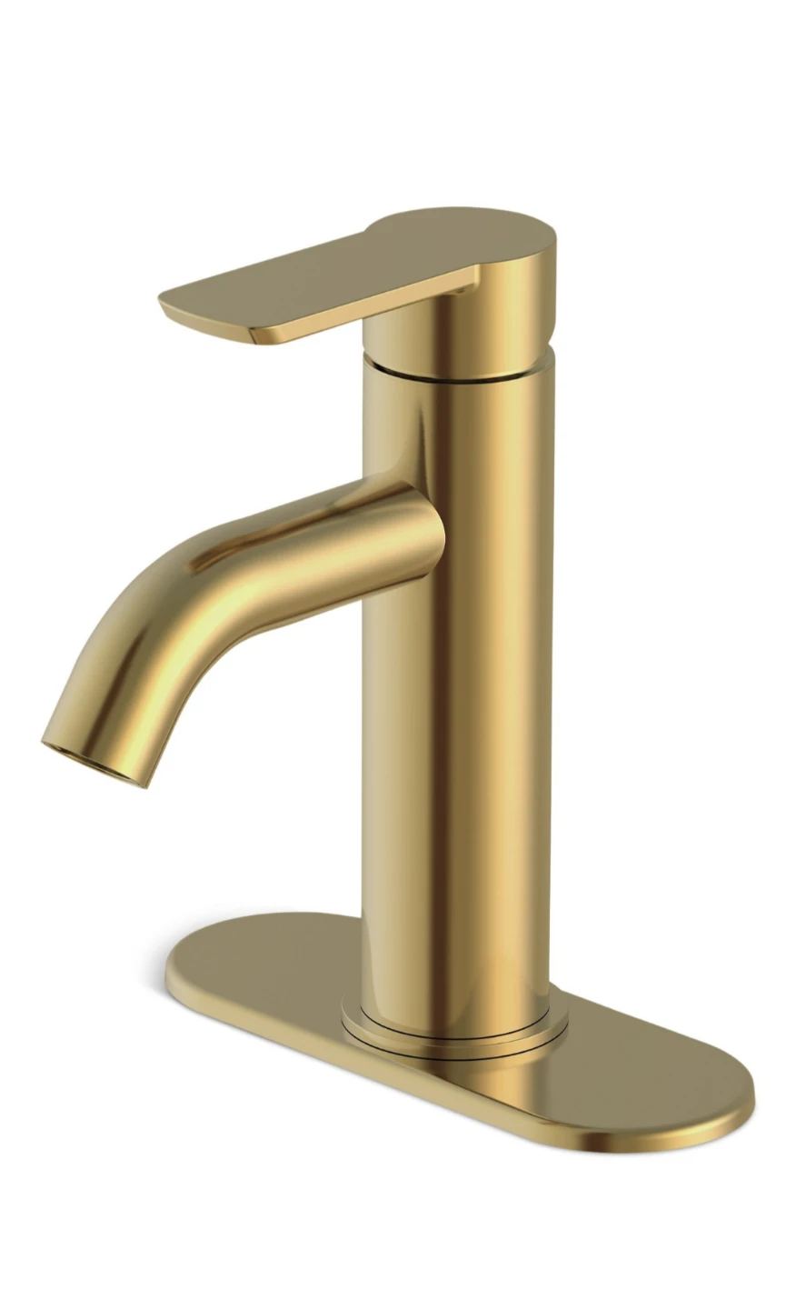 Brushed Gold Single-Handle Bathroom Faucet with Pop-up Drain