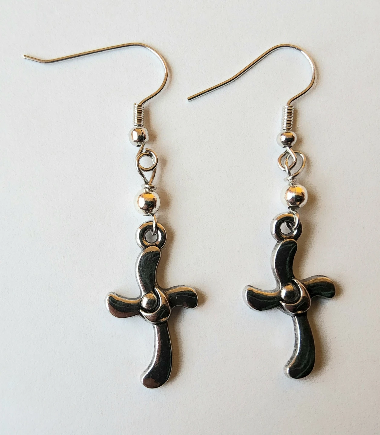 Handmade, hypo-allergenic silver cross Dangle earrings