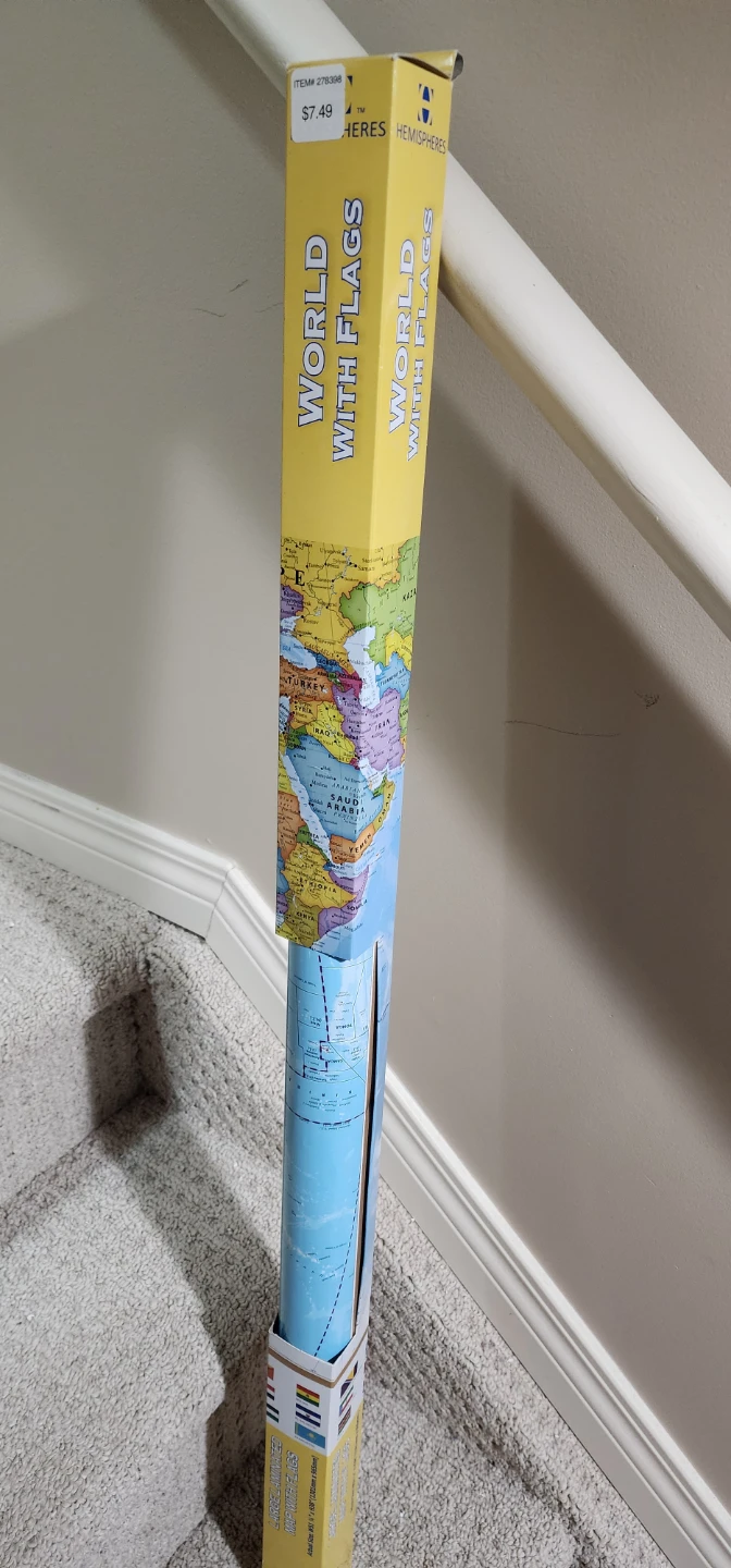 Hemispheres World With Flags Laminated Map