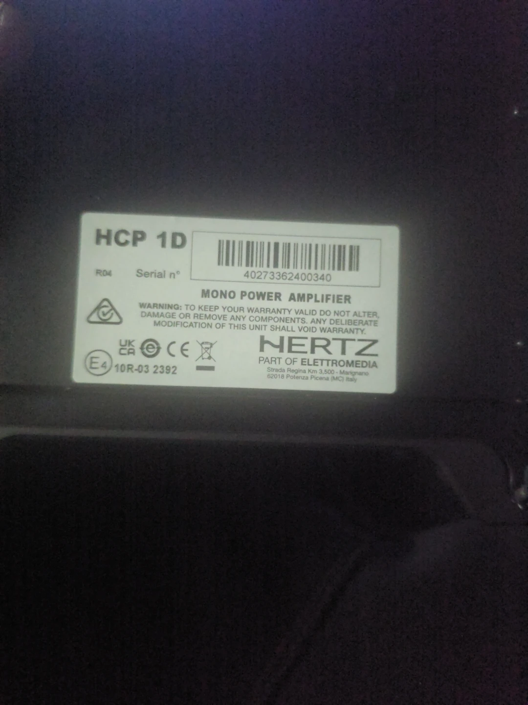 Hertz HCP 1D Amplifier and Soundstage Subwoofer Box