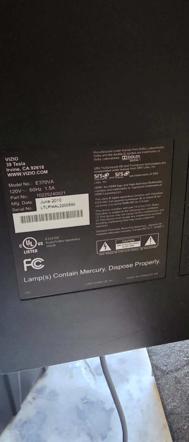 Vizio E370VA 37-inch Television - photo 3