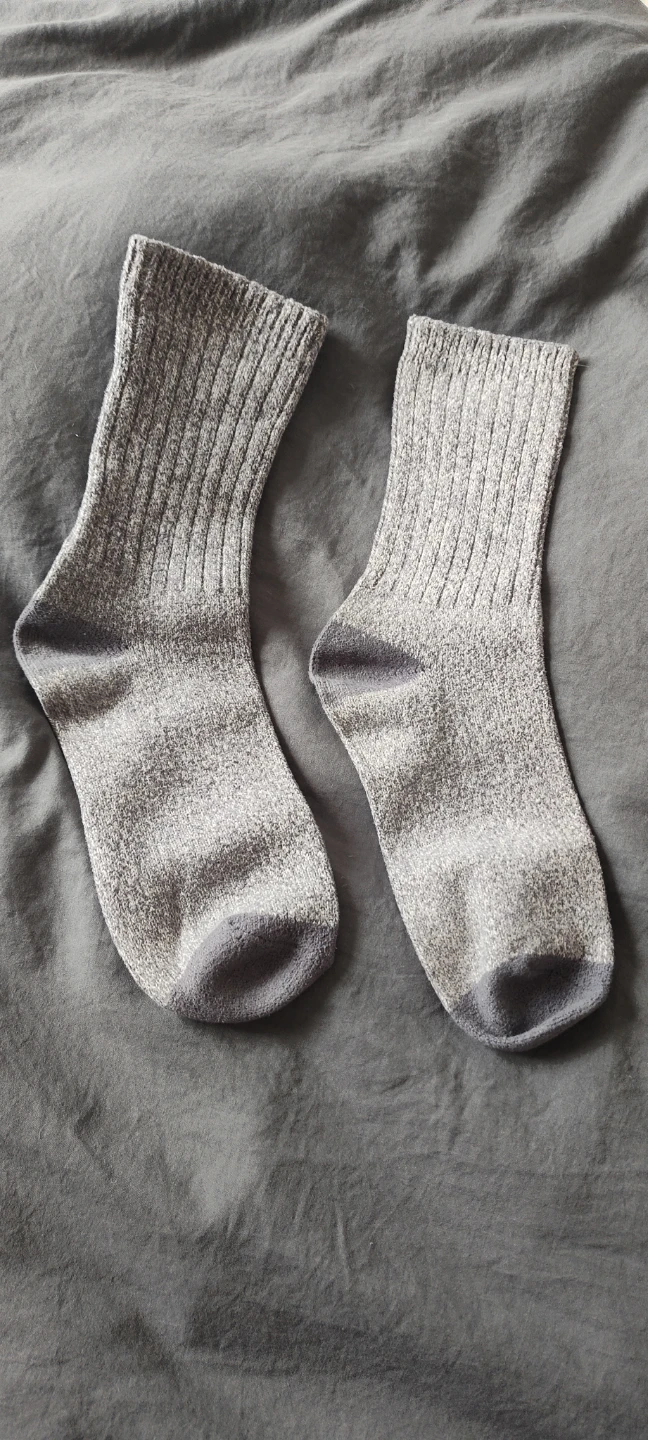 Thick Grey Crew Socks for Winter