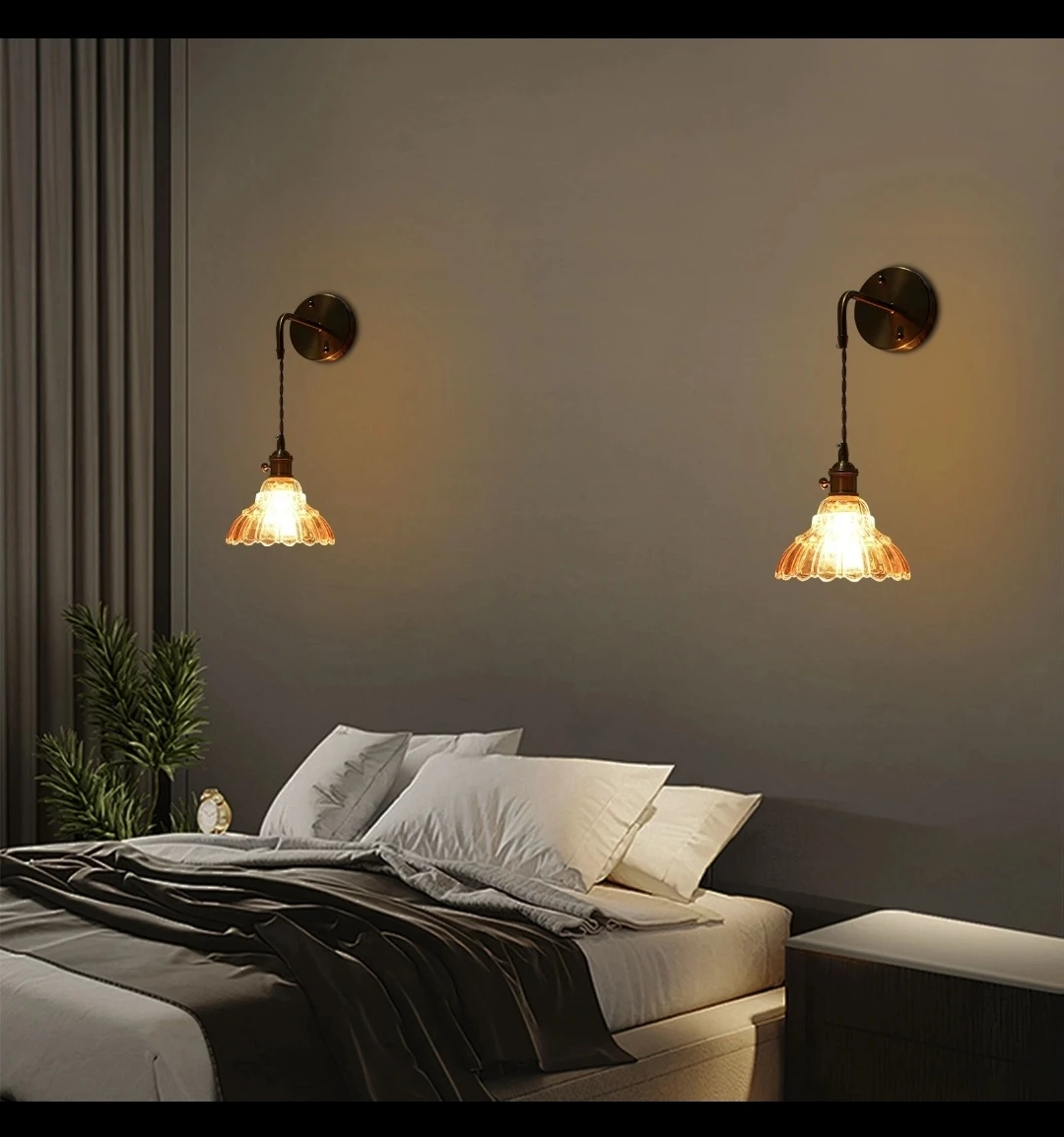 Set of 2 Vintage Style Wall Sconces with bulb and Remote - photo 3