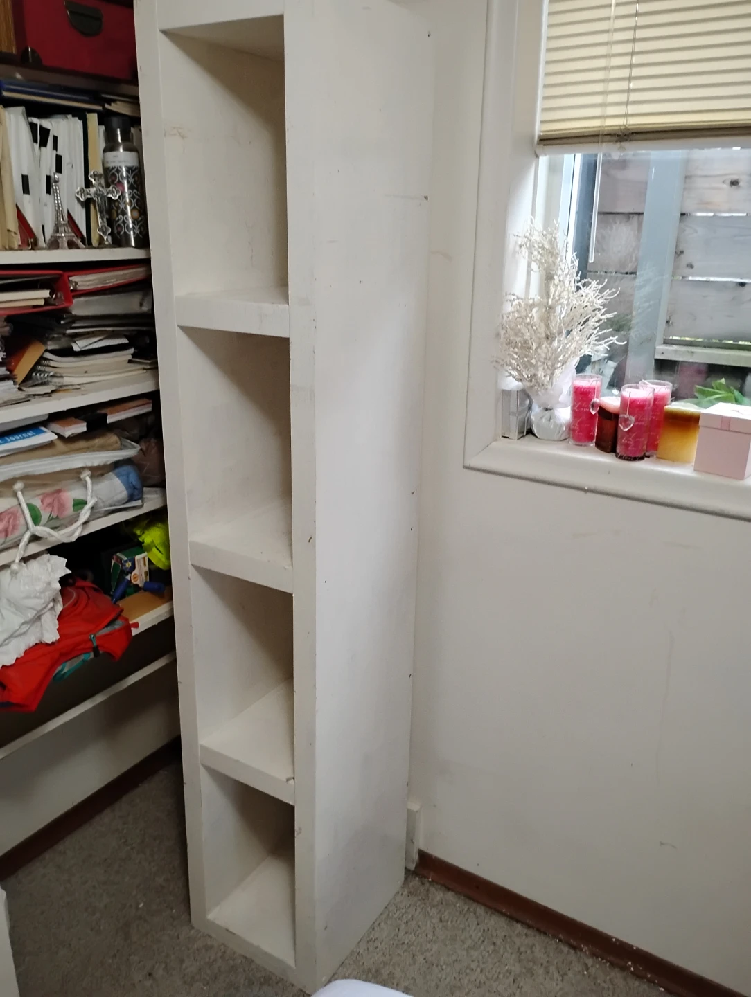 Tall white 4-shelf storage unit - photo 2