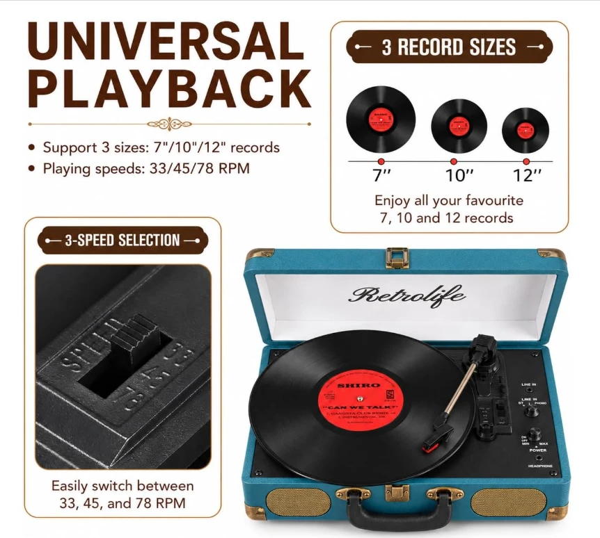 Retrolife Portable Bluetooth Turntable - photo 4