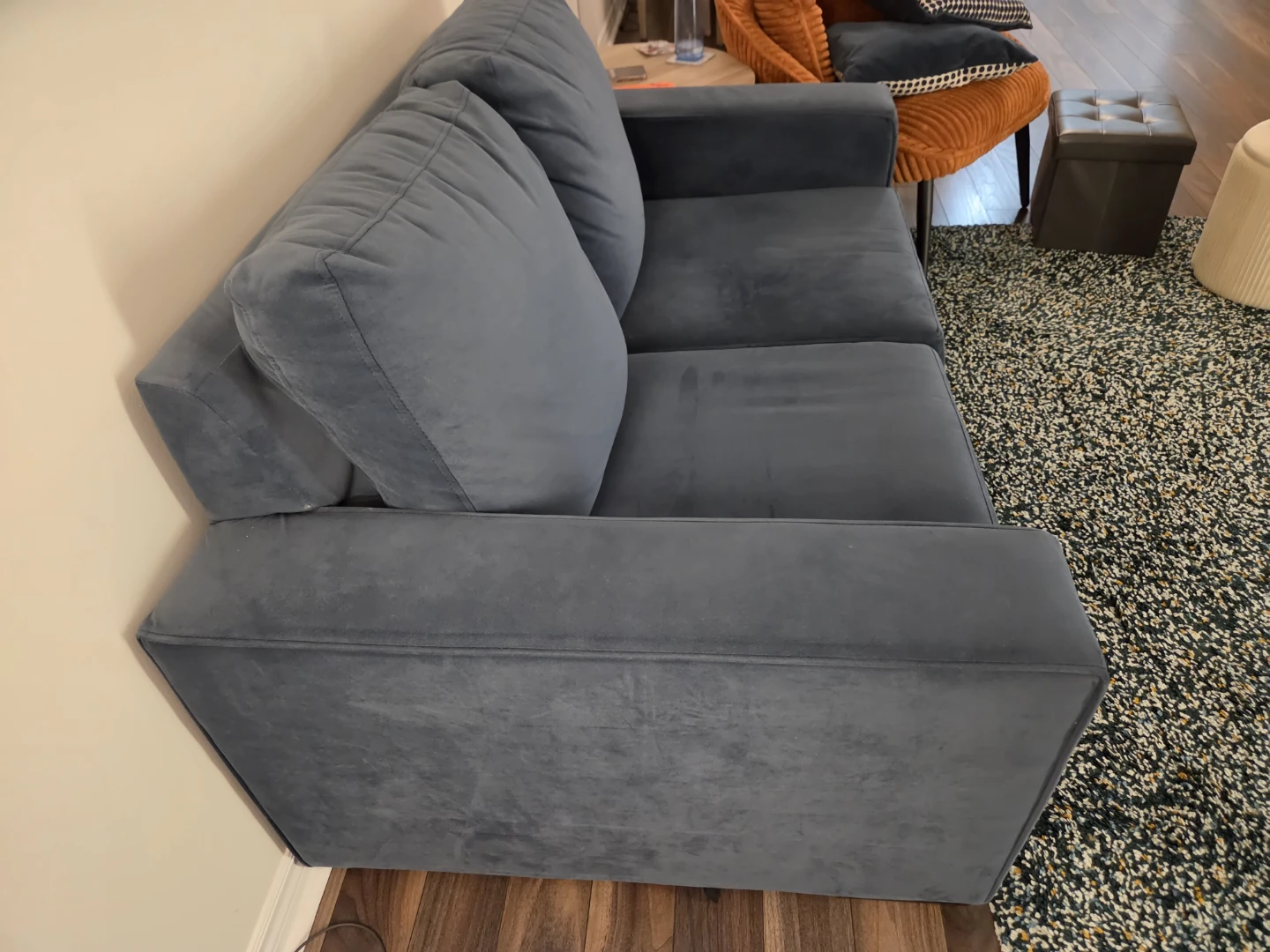 Blue Velvet Loveseat Sofa - photo 2