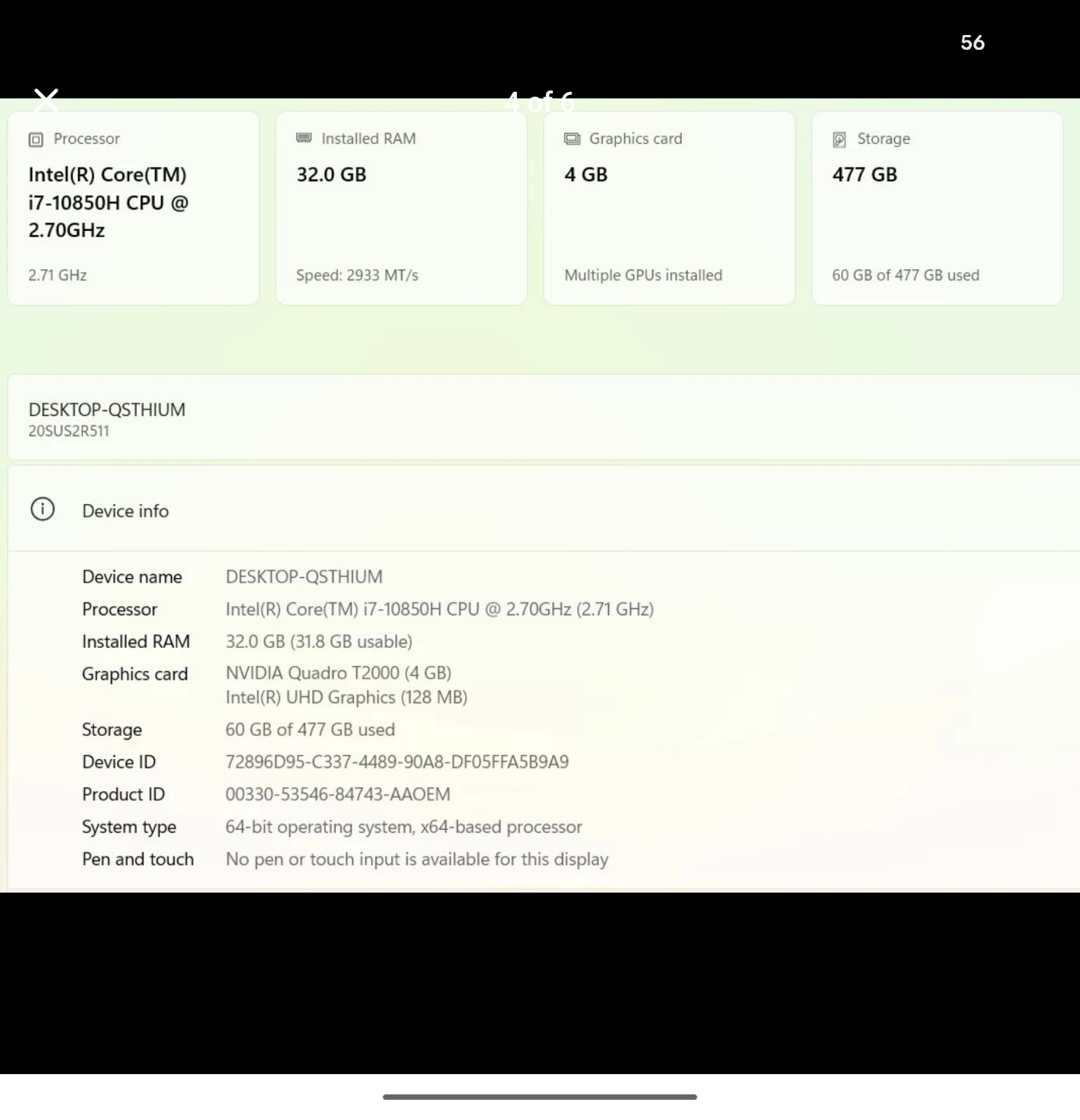 Nvidia 4GB GPU | Lenovo P15 | i7-10th | 32GB RAM | 512GB SSD - photo 4